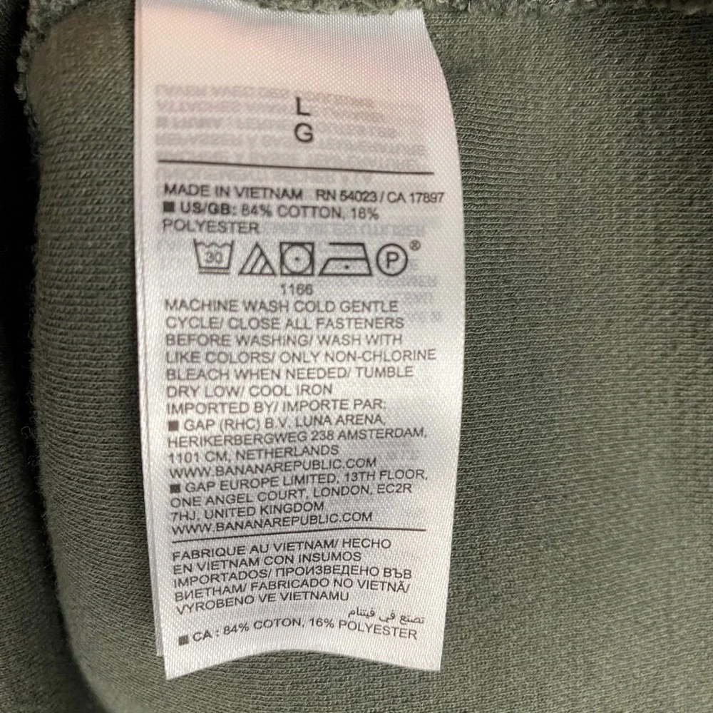 Banana Republic Rib Double Knit Henley Sweatshirt Mens Large Nori Green